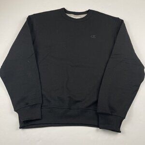 Champion Sweatshirt Men’s Medium Black Crewneck Fleece Pullover Sports Gym